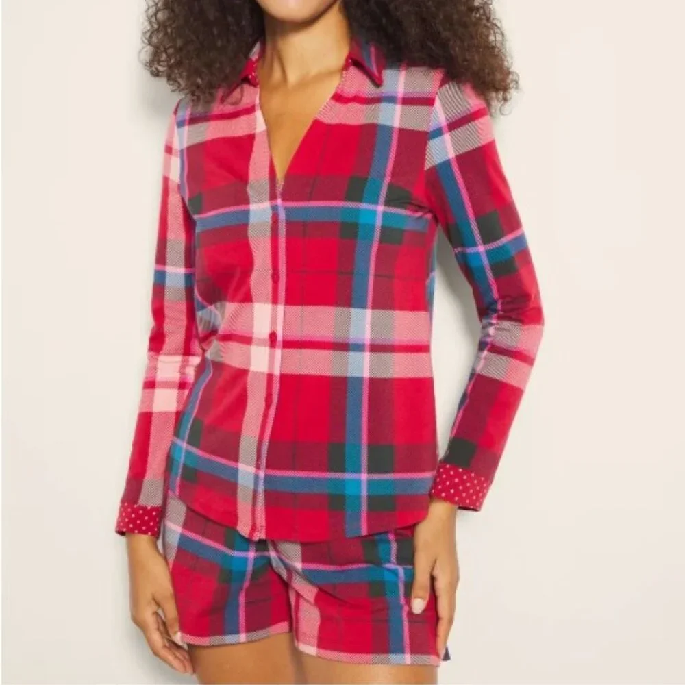 NWT Soma Embraceable Long-Sleeve Notch Top & Short Pj Set - Picture 1 of 8